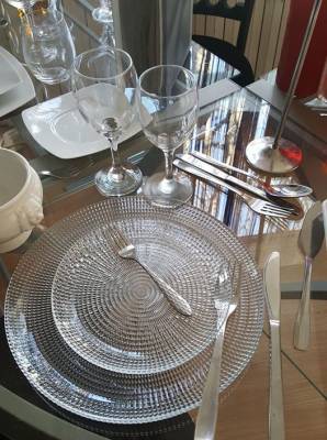 Assiette ronde verre perlé D 27 cm (Grande)-Location Vaisselle pas